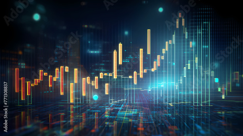 Digitally Generated Currency and Exchange Stock Chart for Finance and Economy Based Computer Software and Coding Display