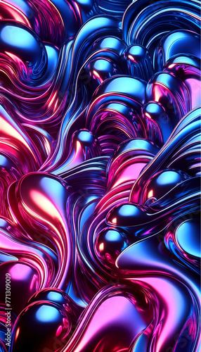 Vivid Dreamscape: Abstract Metallic Flow