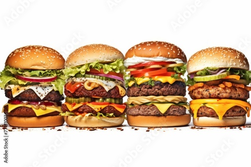 several different types of burgers are shown along a white background © Michael Böhm