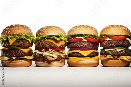 four different types of hamburgers on a white background © Michael Böhm