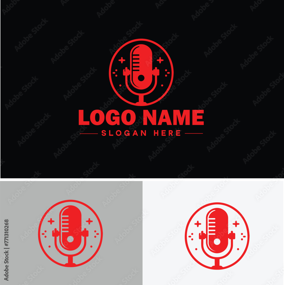 microphone Podcast record concept  music sound logo icon vector for business brand app icon microphone logo template