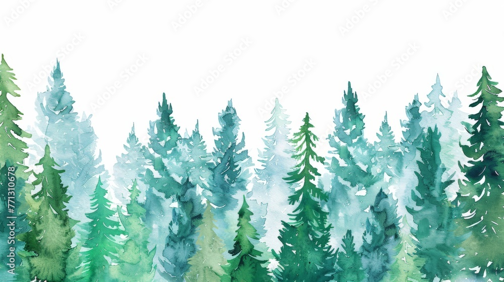 Fototapeta premium Watercolor Painting of a Dense Forest