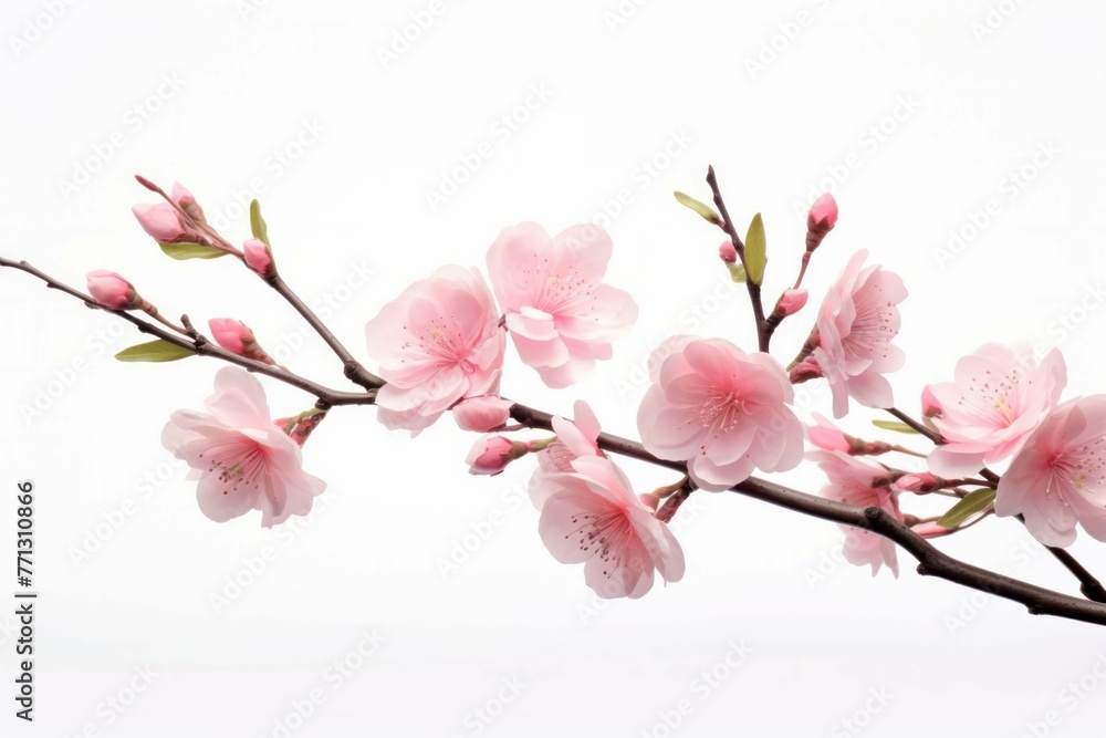 a pink sakura branch on a white background