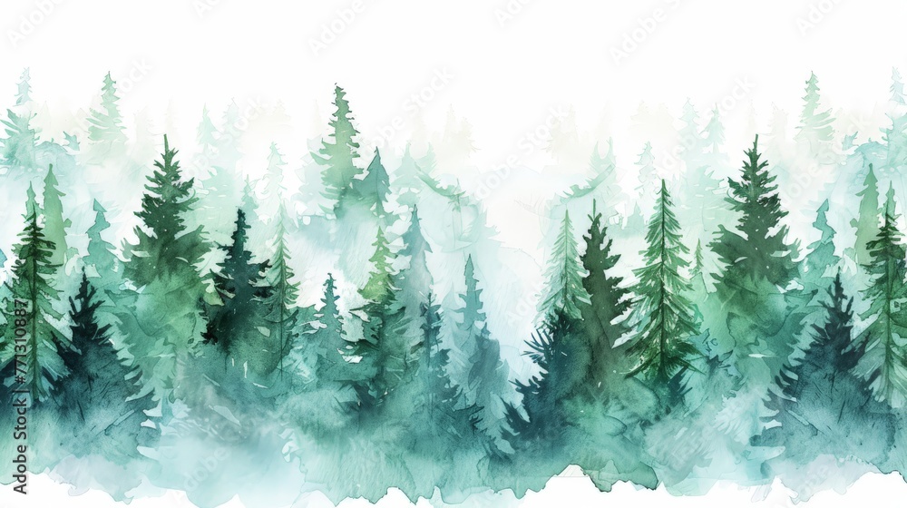 Lush Forest Watercolor Painting
