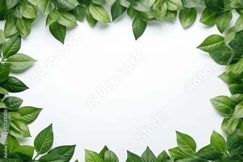 green leaf border with white background