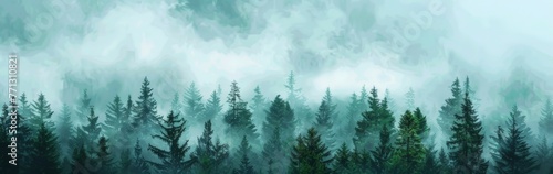 Dense Forest Landscape Painting © BrandwayArt