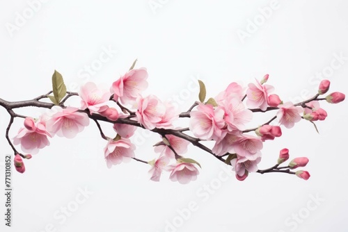 a branch of flowers with pink blossoms against a white background © Michael Böhm