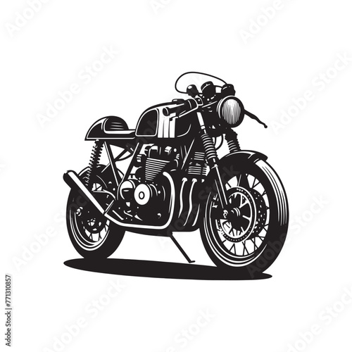 Cafe Racer: Vintage Motorcycle Silhouette- cafe racer bike vector stock