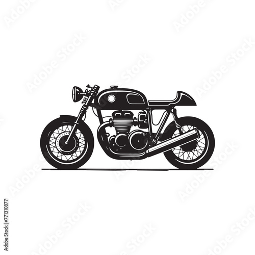 Cafe Racer: Vintage Motorcycle Silhouette- cafe racer bike vector stock
