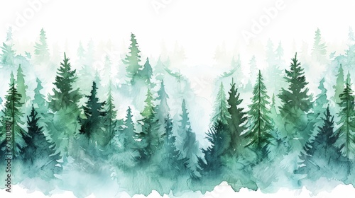 Lush Forest Watercolor Painting © BrandwayArt