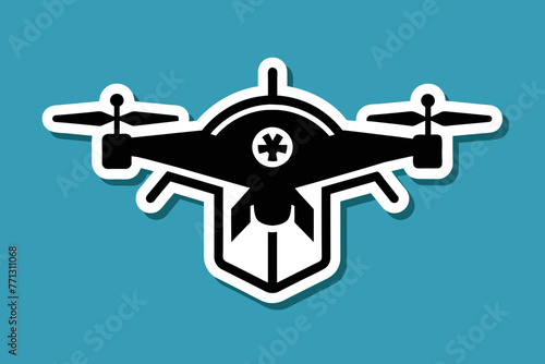 a single sticker, Drone Icon vector style.