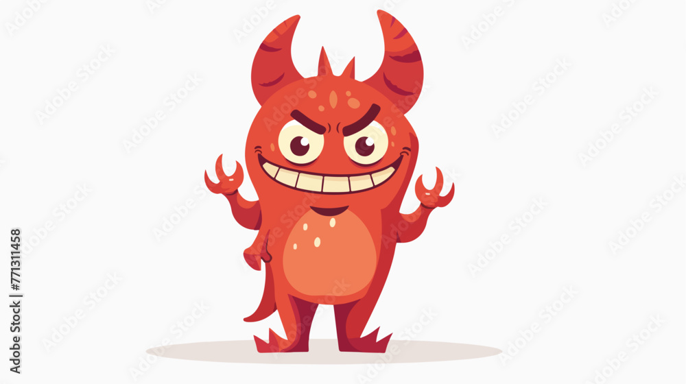 Little devil cartoon Flat vector isolated on white background