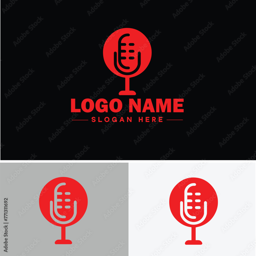 microphone Podcast record concept music sound logo icon vector for business brand app icon microphone logo template microphone Podcast record concept music sound logo icon vector for business brand app icon microphone logo template