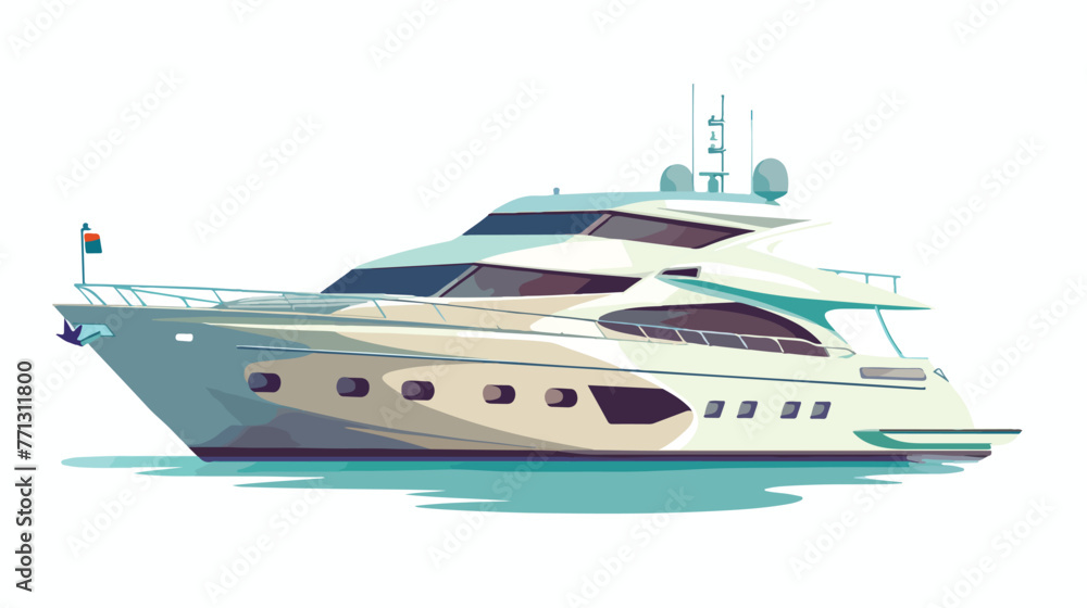Luxury yacht isolated on background. Flat vector 