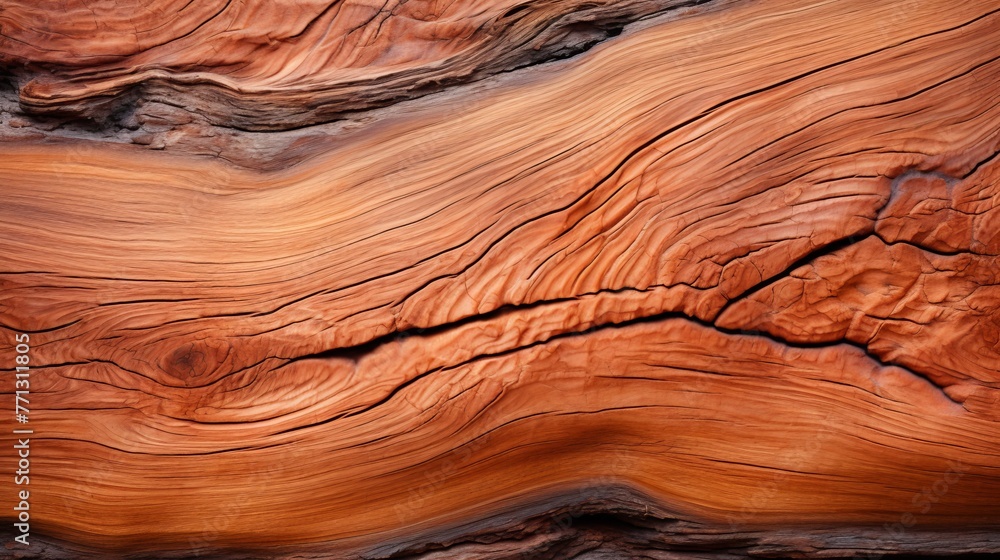 Close-up of a wooden plank with cracks and knots Close-up of a wooden plank with cracks and knots