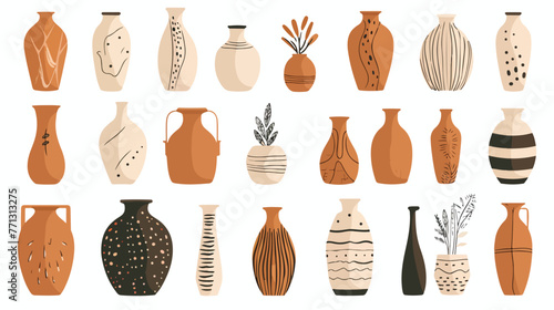 Modern collection ceramic vases with abstract various