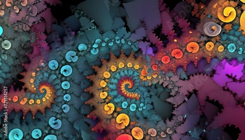 Abstract graphic composition of fractal digital style. Beautiful colorful illustration for your business.