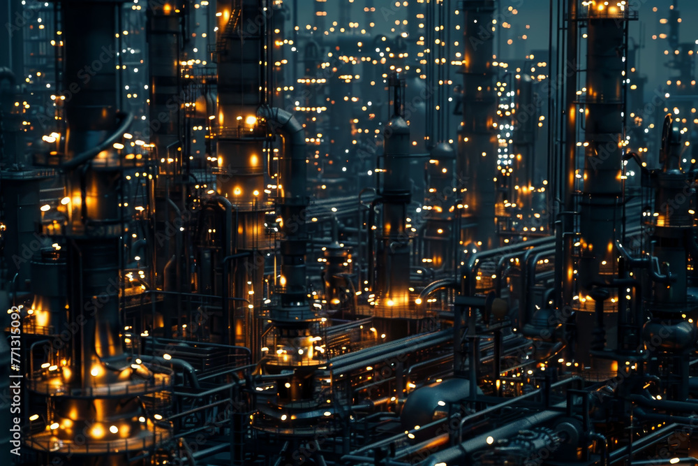 A cityscape with many buildings and lights A cityscape with many buildings and lights