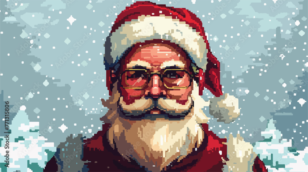 Pixel art Santa portrait detailed illustration 