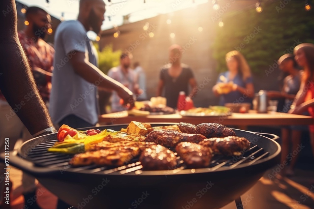 Friends having a barbecue on a sunny day