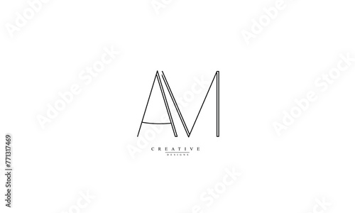 Alphabet letters Initials Monogram logo AM M A