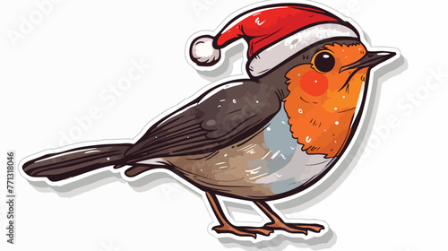 Retro distressed sticker of a cartoon robin in christ © Mishab