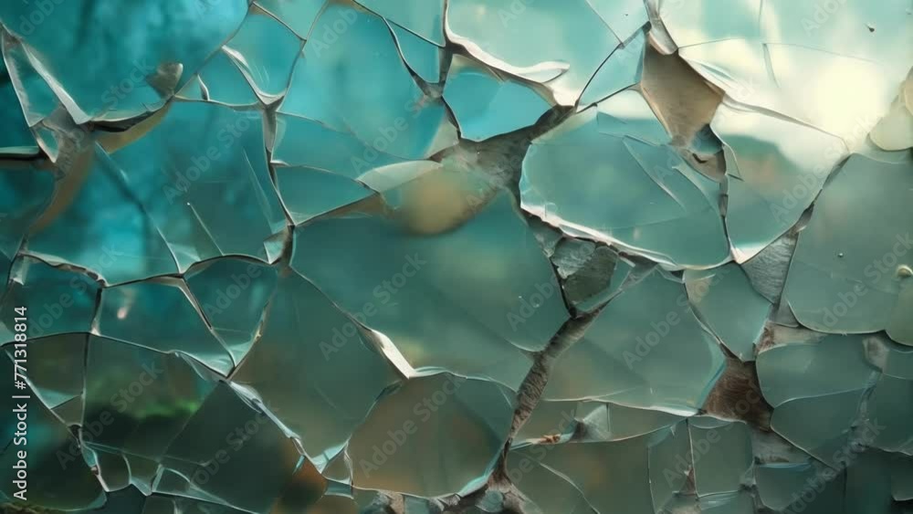 A broken mirror with fragmented pieces representing the shattered consequences of ones actions and the potential for redemption and growth through the chains of karma.