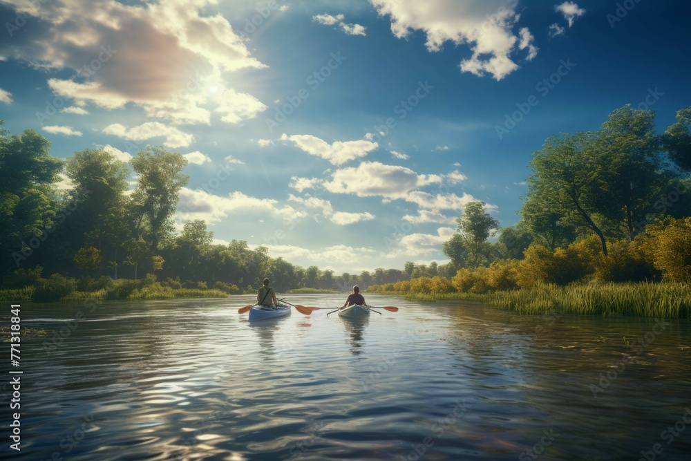 Kayaking on a scenic river