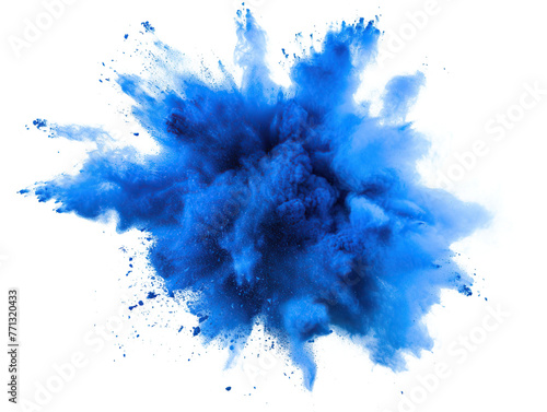 blue powder explosion as element on isolated background