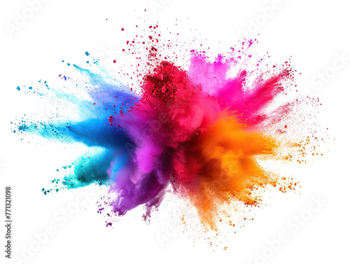 colorful powder explosion as element on isolated background