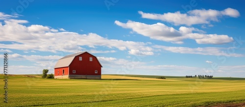 Traditional red barn situat...