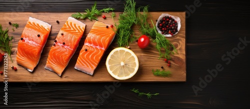 A close-up view of raw salm...