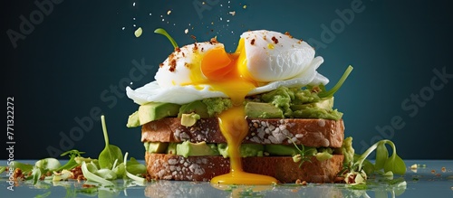 A delicious sandwich featur...