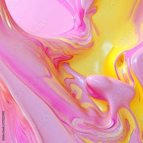 Pink and yellow abstract painting