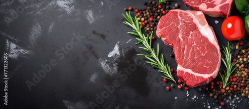 Fresh uncooked meat placed ...
