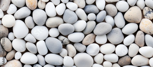 Close-up image showcasing a collection of white and gray rocks piled together  emphasizing textures and shapes