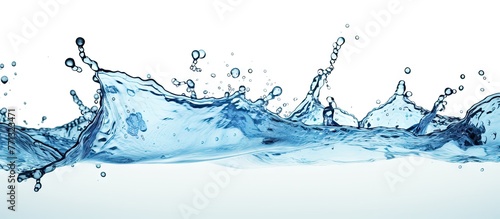 A detailed view of a vibrant blue water splash showcasing tiny bubbles and a refreshing appearance