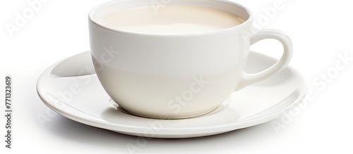 A white ceramic cup filled ...