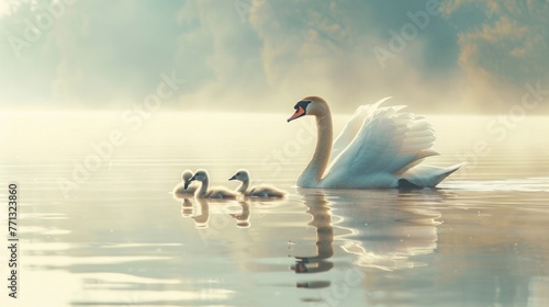 swans on the lake