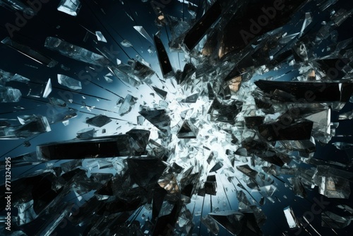 Abstract shattered glass explosion