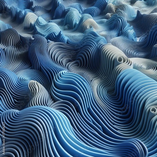 Three dimensional render of multicolor wavy pattern © Mustafa