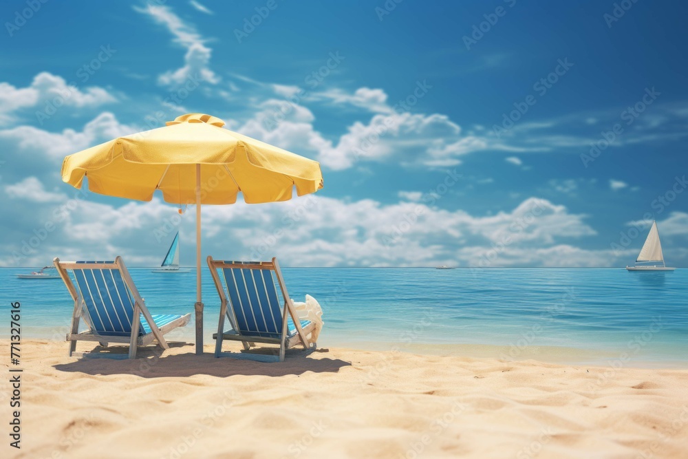 Serene beach scene on a sunny summer day