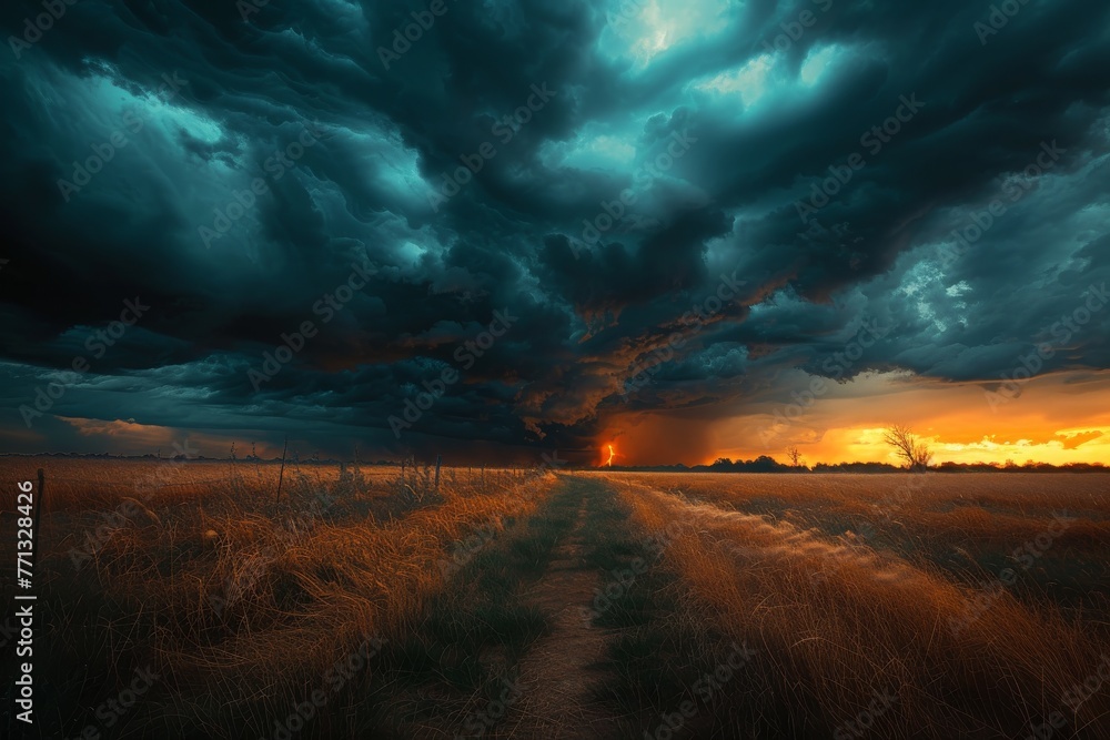 Tornado under a stormy sky focusing on the dramatic contrast and mood. Tornado under a stormy sky focusing on the dramatic contrast and mood.