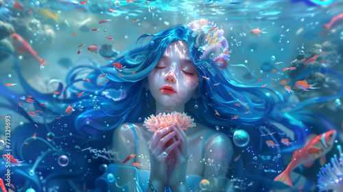 A fantasy girl with under water world. © Natsinee