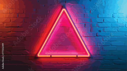 Blink neon triangle on wall concept design flat vector