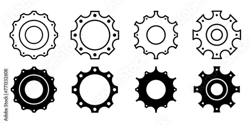 Gears. Vector collection of gears icon illustrations. Black icon design.