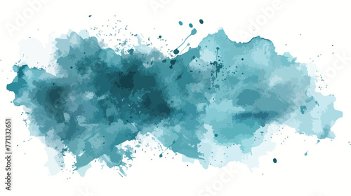 Blue green and white watercolor paint splash 