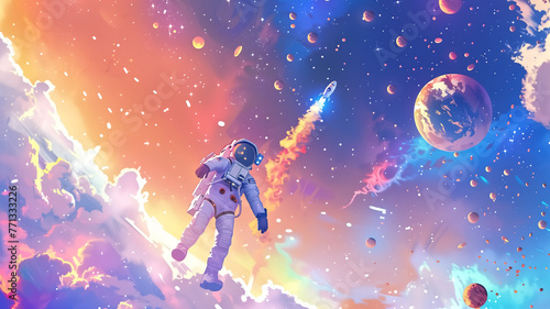 Astronauts and the pastel color space for exploration.