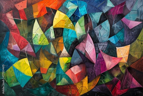 : A vividly colorful abstract piece with different shades of a single color family