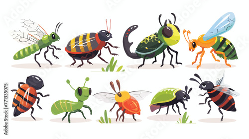 Cartoon Insect cartoon collection set flat vector © Mishab